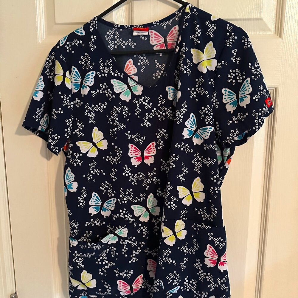 Dickies Butterfly Print Scrub Shirt